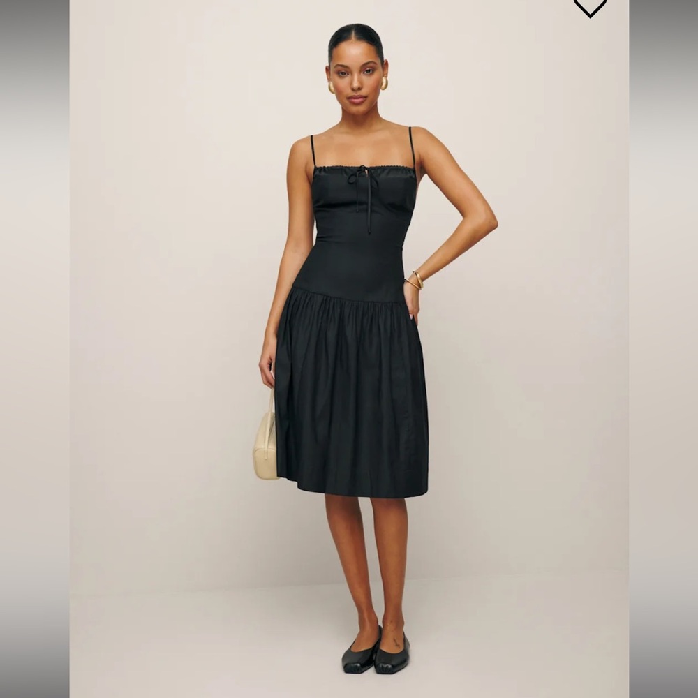 Reformation Black Midi Sundress with Spaghetti Straps